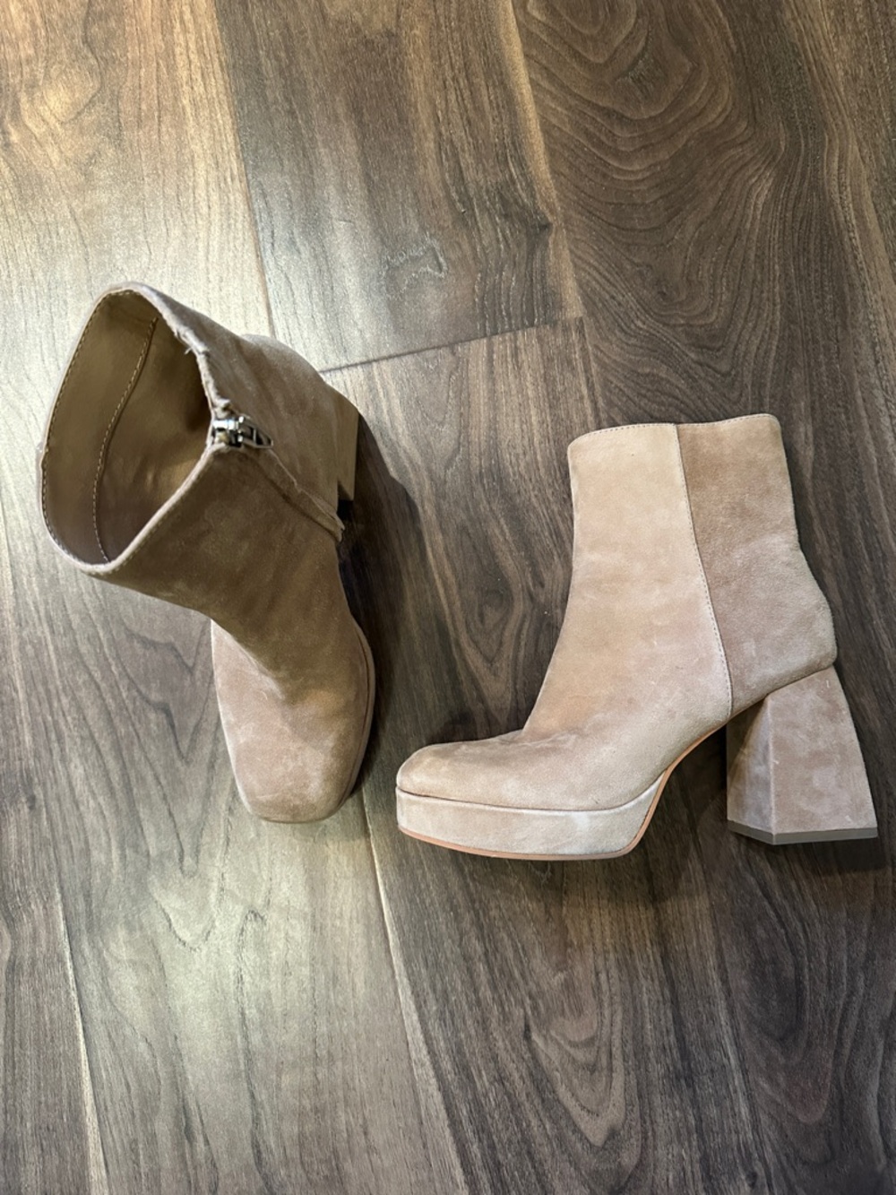 Dolce Vita Beige Suede Platform Ankle Boots